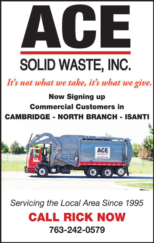 THURSDAY MAY 30 2019 Ad Ace Solid Waste Inc County Star