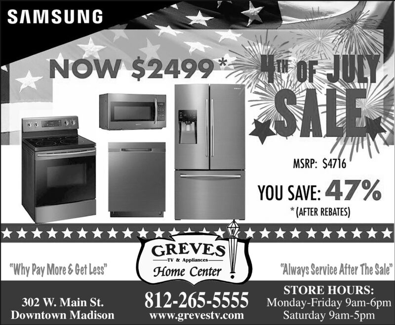 TUESDAY, JULY 2, 2019 Ad - Greves TV & Appliances Home Center - The