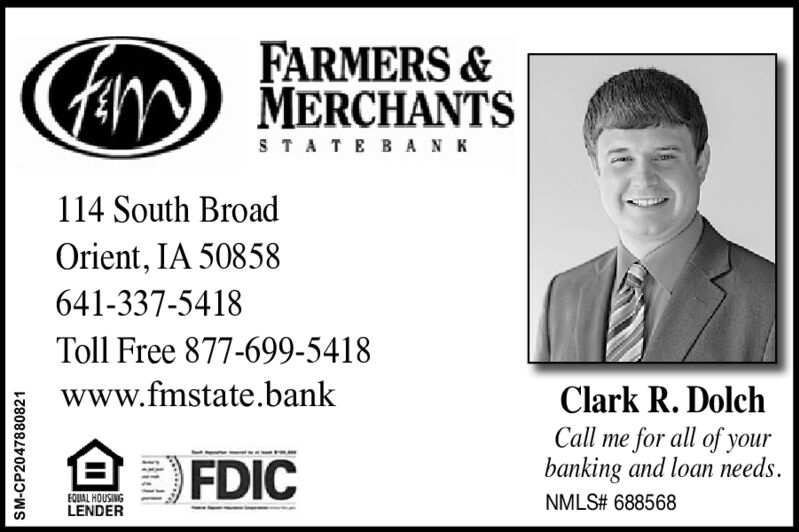 WEDNESDAY, AUGUST 7, 2019 Ad - Farmers & Merchants State Bank - Clark R ...