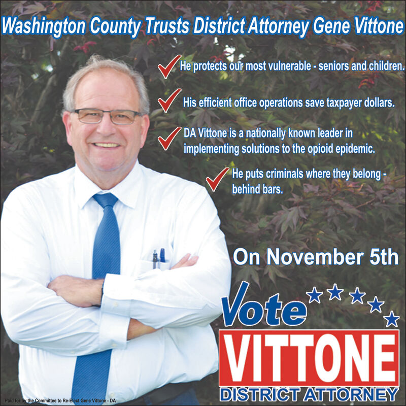 Sunday October 27 2019 Ad Vote Gene Vittone Observer Reporter