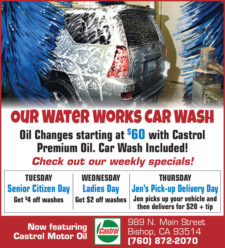 FRIDAY, OCTOBER 5, 2018 Ad - Our Water Works Car Wash - The Inyo Register